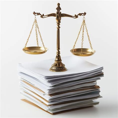 Thematic photo of justice scales with legal documents