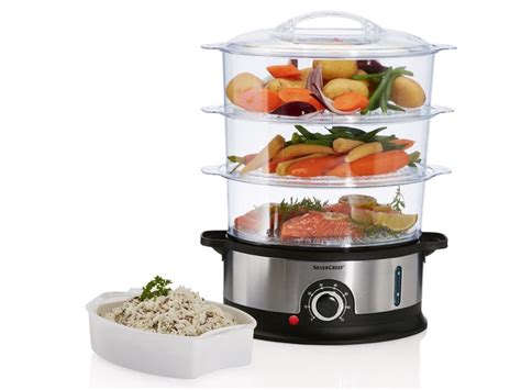 Prikaz seta za kuhanje na pari z loncem in dvema vstavkoma.