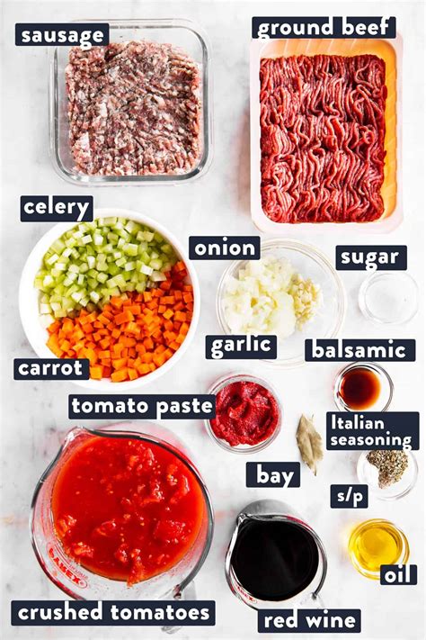 Infographics: Bolognese sauce ingredients