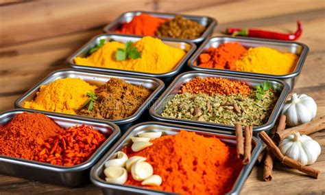 Thematic photo of various curry spices