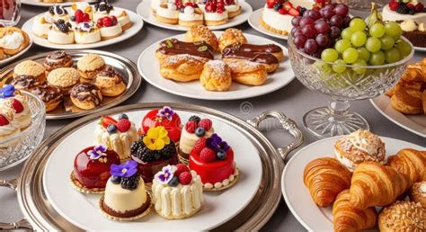 Thematic photo of various poppy seed cakes with fruit, beautifully arranged