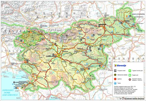 Karta Slovenije z označenimi regijami in njihovimi značilnimi štruklji