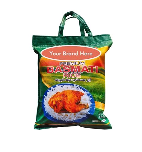 Thematic photo of basmati rice in fabric packaging