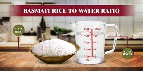 Infographics on the optimal water to rice ratio for basmati