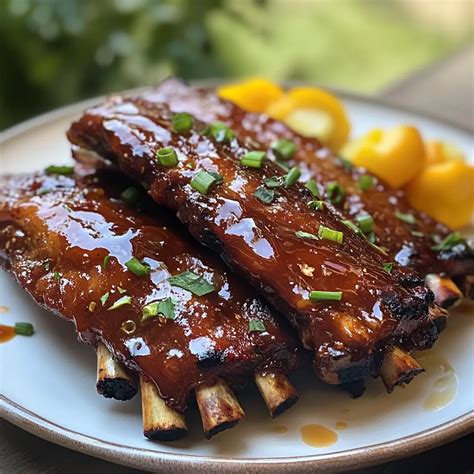 Photo of glazed ribs with shiny, sticky sauce