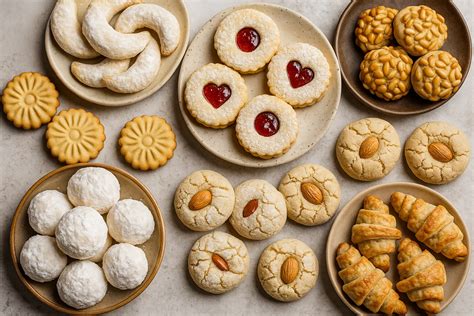 Assortment of festive cookies with marmalade and spices