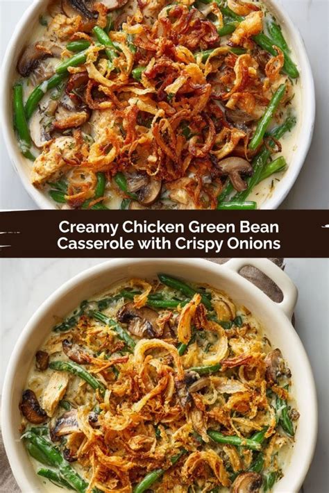 Close-up photo of a creamy chicken and green bean dish