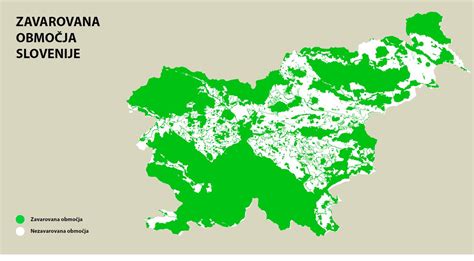 Zemljevid zaščitenih območij v Sloveniji, vključenih v Zeleno shemo