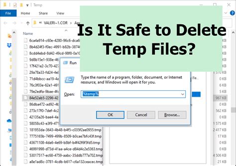 Infographic explaining types of temporary files and their safety for deletion