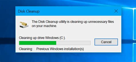 Screenshot of Disk Cleanup utility in Windows 10