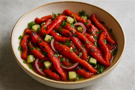 Fotografija sveže, narezane rdeče paprike v solati