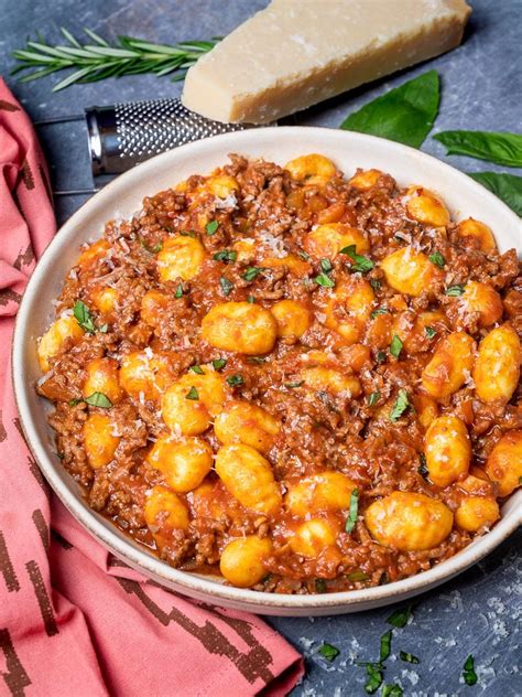Thematic photo of gnocchi with bolognese sauce