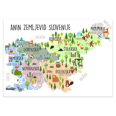 Zemljevid Slovenije s prikazom tipičnih regionalnih vrst kruha in pekovskih izdelkov