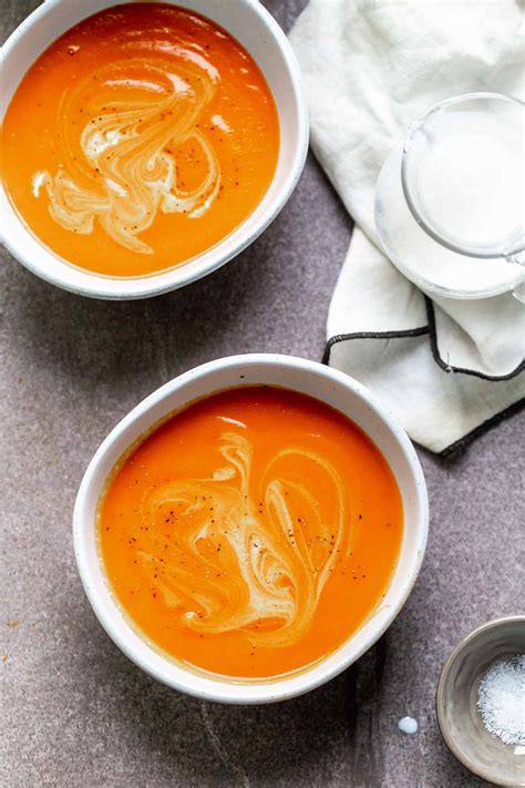 Photo of a creamy carrot and tomato soup