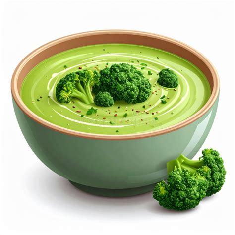 Photo of a creamy green broccoli soup in a bowl