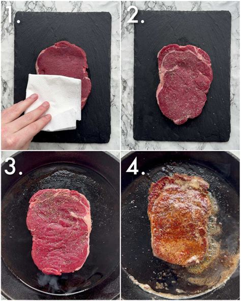 The process of preparing a delicious steak with various ingredients and tools