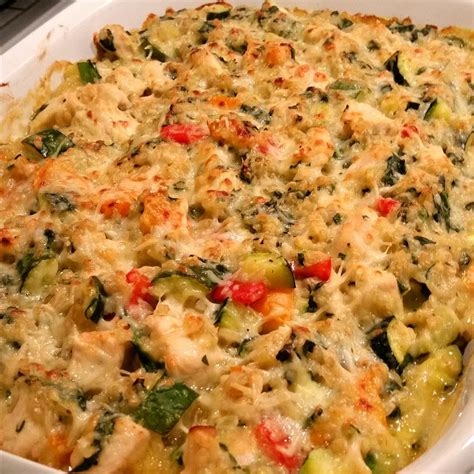 Photo of a finished vegetable and chicken casserole