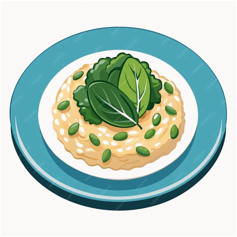 Illustration of ingredients for risotto with prosciutto and radicchio.