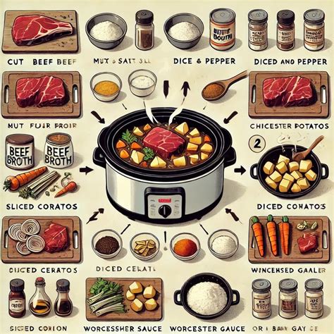 Infographic or collage of all ingredients for the stew