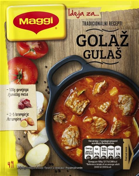 Infografika ključnih sestavin Maggi vrečke za golaž