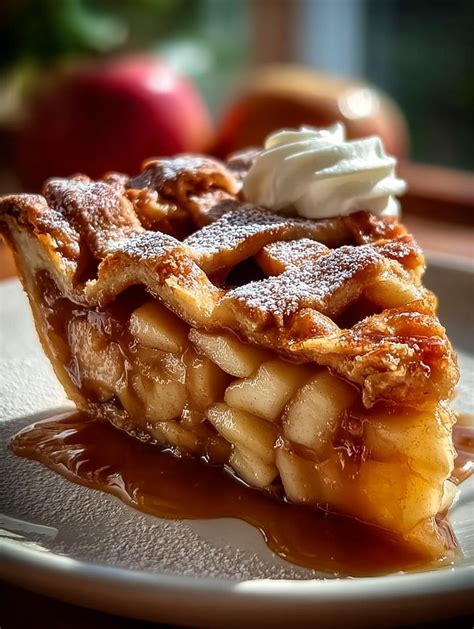 Thematic photo of a delicious apple pie with pudding