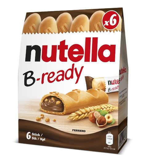 Kompozicija izdelkov Nutella: kozarec namaza, Nutella & Go!, Nutella B-ready, Nutella Biscuits
