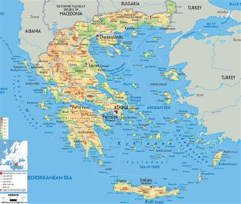 Zemljevid Grčije s poudarkom na regijah, kjer se tradicionalno proizvaja feta (celinska Grčija in otok Lesbos)