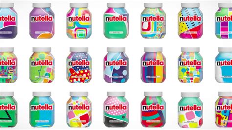 Prikaz različnih grafičnih vzorcev na kozarcih Nutella Unica