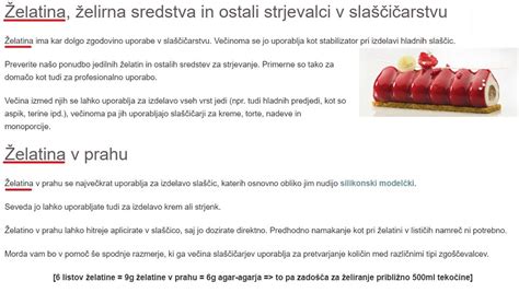 različna želirna sredstva