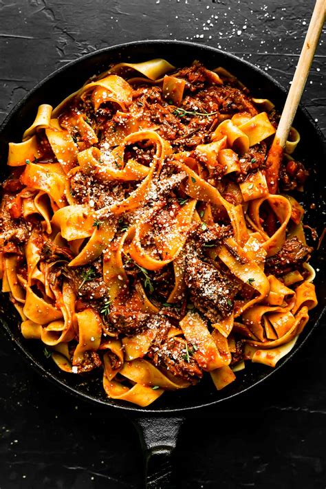 Thematic photo of beef ragu with homemade noodles