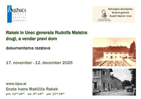 Infographic or map showing location of Unec near Rakek and Cerknica