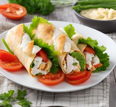 Fotografija piščančjega zavitka z mangom v tortilji