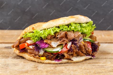 Infografika z menijem Doner Kebab, ki prikazuje različne vrste kebaba in bureka