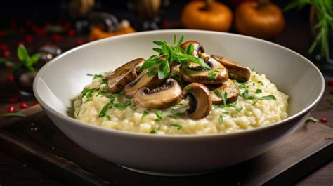 Thematic photo of a creamy risotto in a bowl