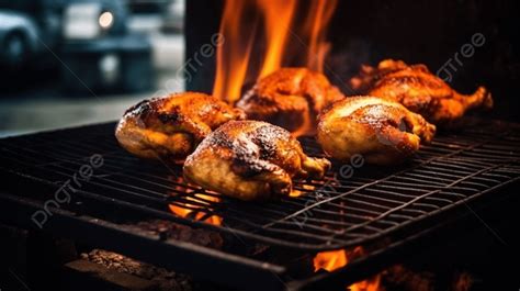 Thematic photo of grilled chicken on a barbecue grill